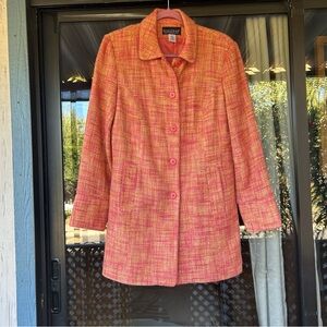 Button down Pea coat Orange and pink knit Dialogue size 10